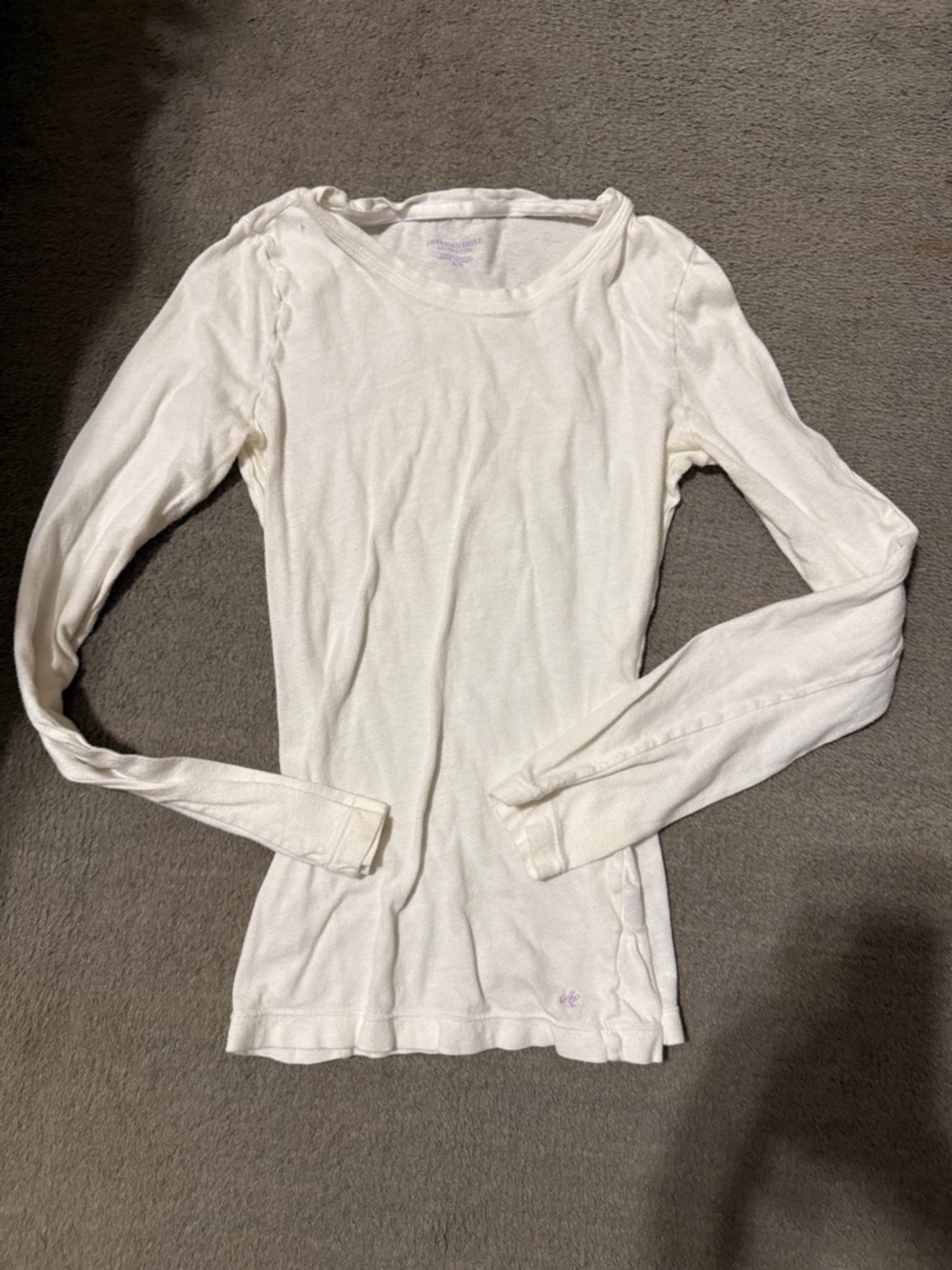 American Eagle White Long Sleeve Tee Women’s Small New Classic Layering Top
